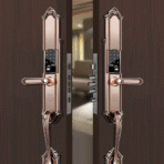 豪华别墅门铜智能锁带指纹密码卡钥匙电子门锁 - Image 3