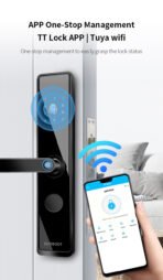 智能锁WiFi图亚应用程序控制，指纹和数字解锁密码存储卡支持木门 - Image 3