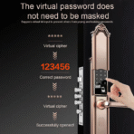 豪华别墅门铜智能锁带指纹密码卡钥匙电子门锁 - Image 2