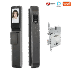 索靴6085榫眼豪华哑光黑色自动9种语言图雅3d人脸识别智能门锁