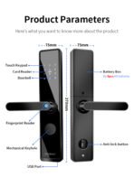 智能锁WiFi图亚应用程序控制，指纹和数字解锁密码存储卡支持木门 - Image 2