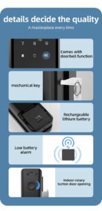 办公室玻璃门指纹锁密码锁双门单门智能门锁 - Image 5