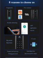 高品质图雅智能生活应用Wifi数字锁智能指纹密码无钥匙智能锁铝玻璃云 - Image 2